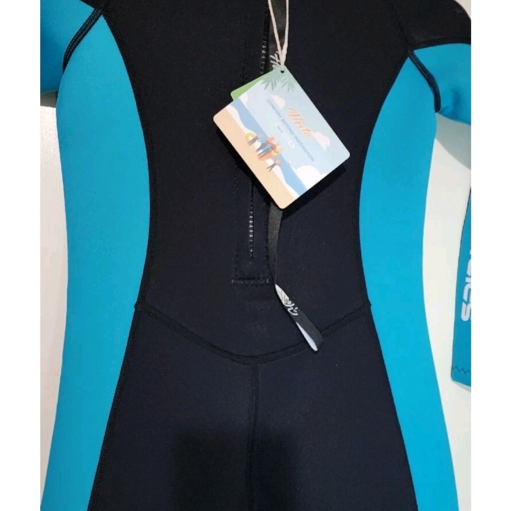 Hevto Vigor 1 Wetsuit Neoprene and Nylon Youth Size 12 Black/Aqua  New With Tags - Picture 5 of 7